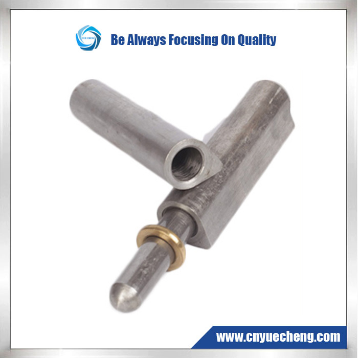 Weld on Hinges , steel body pin and brass bushing . 